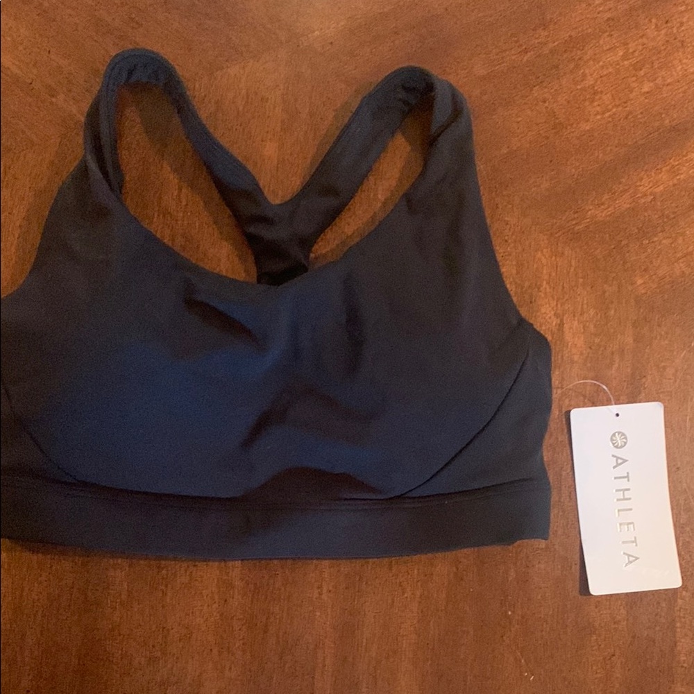 Athleta Black Racerback Sports Bra Moisture-Wicking